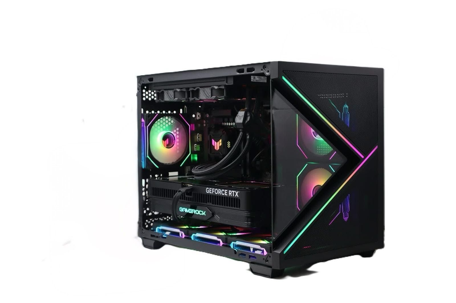 White Gaming PC with Orange RGB Lighting
